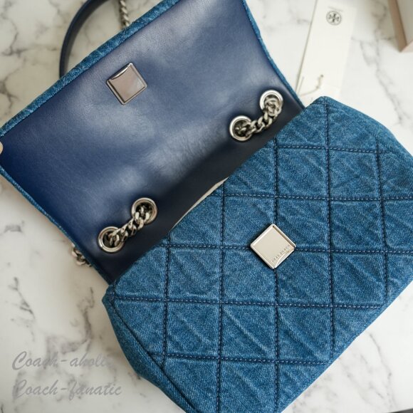 NWT Tory Burch Willa Denim Small Shoulder Bag Crossbody - Picture 7 of 9